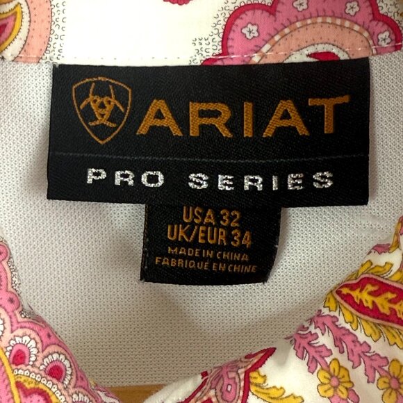 Ariat Pro Series Equestrian Wrap Collar Mesh Sleeves Show Shirt Womens XS White - Picture 2 of 11